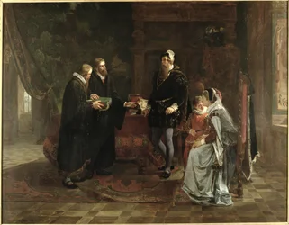 Le roi Gustave I Vasa (c.1496-1560) de Suède recevant la traduction suédoise de la Bible, 1870